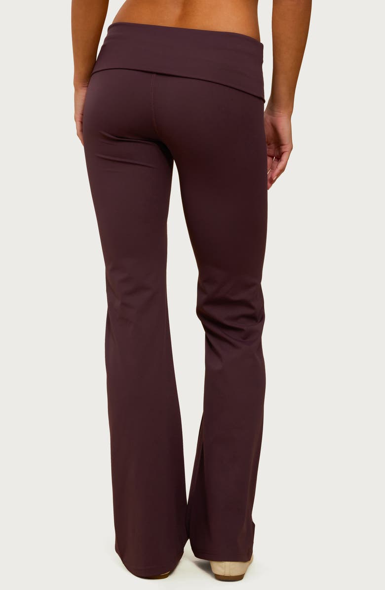 EDIKTED Oriane Foldover Flare Leggings, Alternate, color, Plum