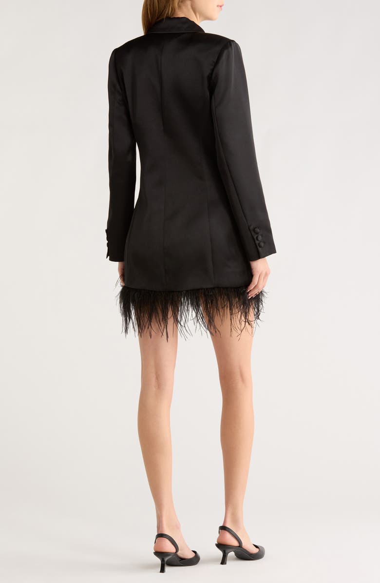 ASTR the Label Breonna Feather Trim Blazer Dress, Alternate, color, Black