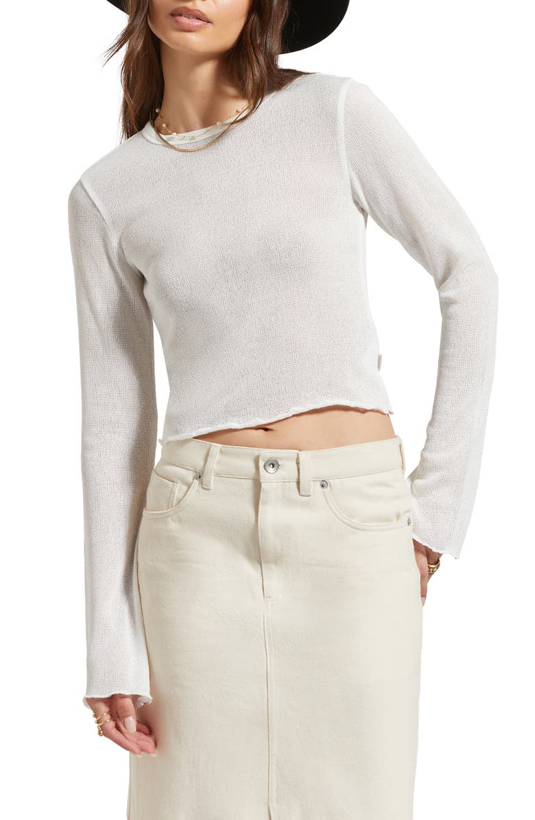 Brixton Semisheer Knit Long Sleeve Top, Main, color, Off White