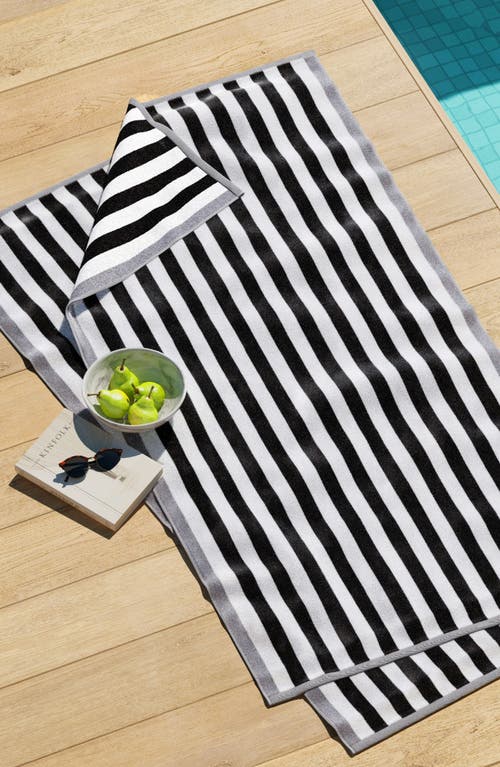 Woven & Weft 2-pack Stripe Oversize Beach Towels In Black/grey