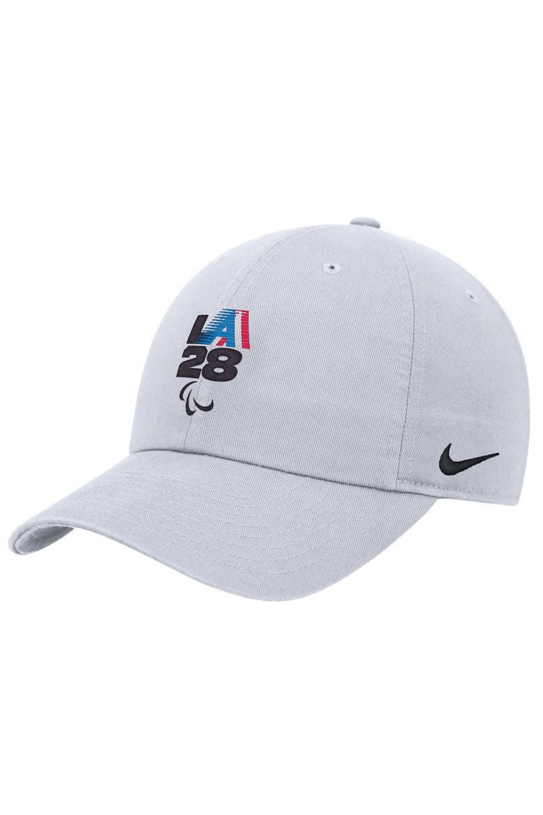 Youth Nike White LA28 Summer Paralympics Retro Stripes Club Adjustable Hat, Main, color, White