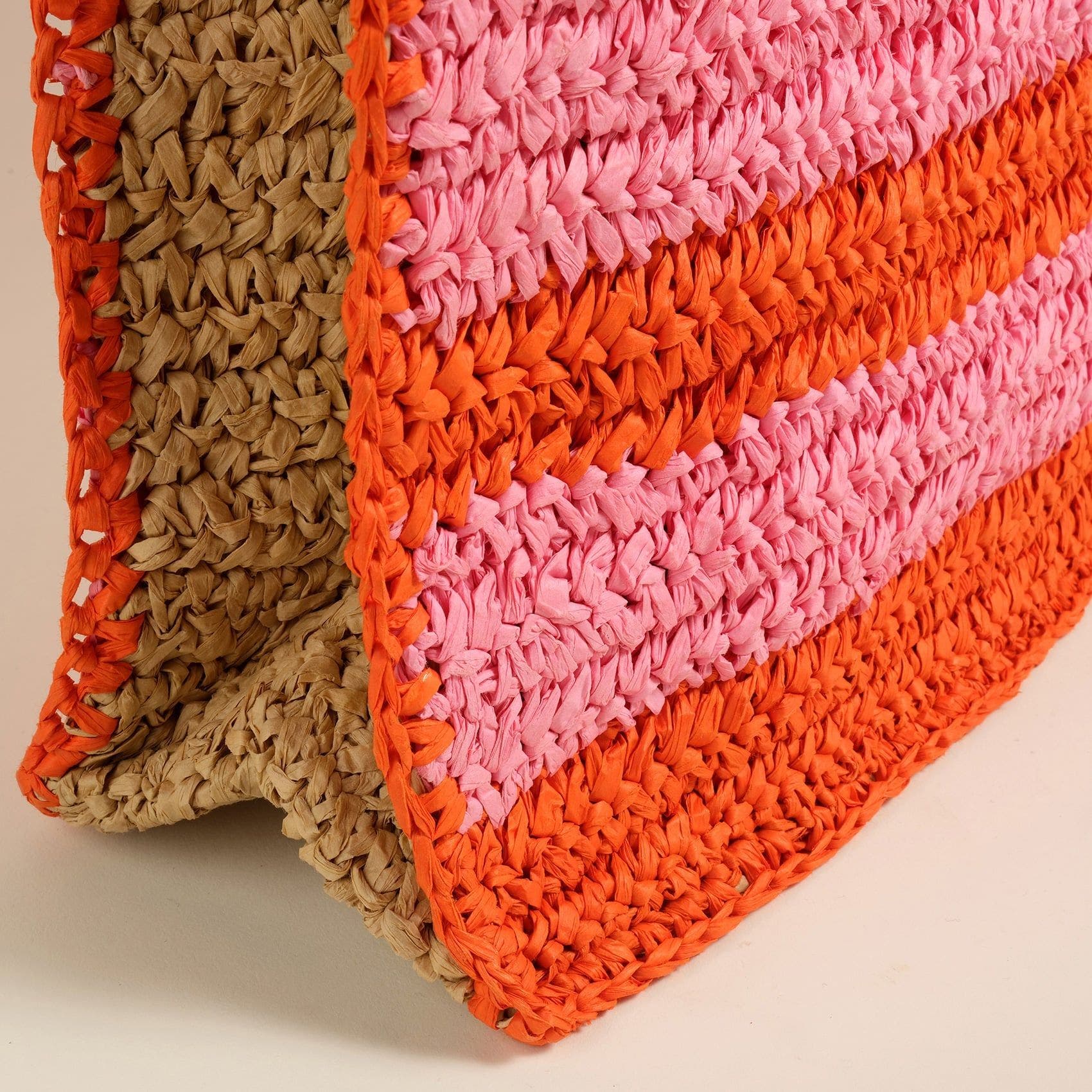 Zsa Zsa Zsu Delhi 100% Raffia Shoulder Bag 17X14 In, Alternate, color, Red-Pink