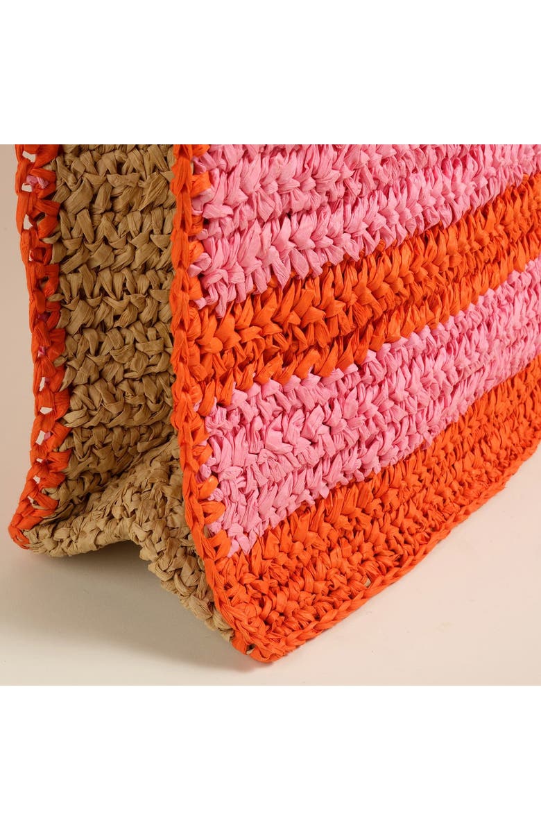 Zsa Zsa Zsu Delhi 100% Raffia Shoulder Bag 17X14 In, Alternate, color, Red-Pink