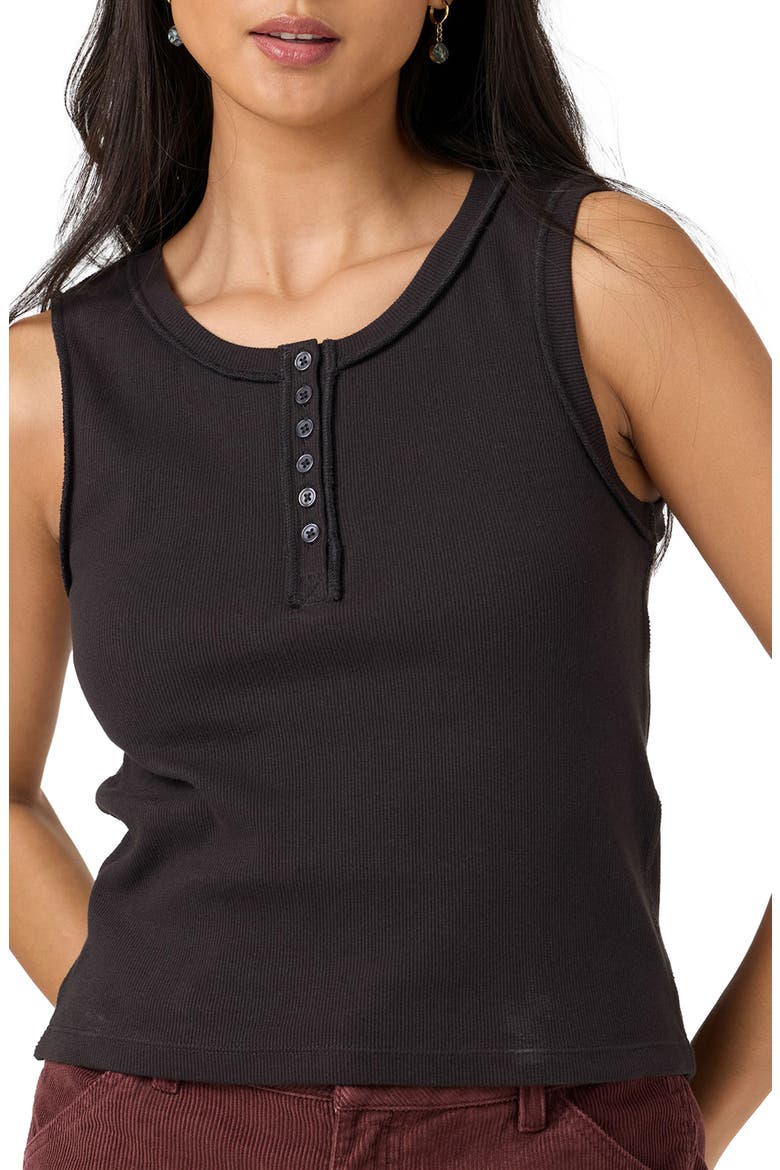 Hattie Rib Henley Tank, Alternate, color, BLACK