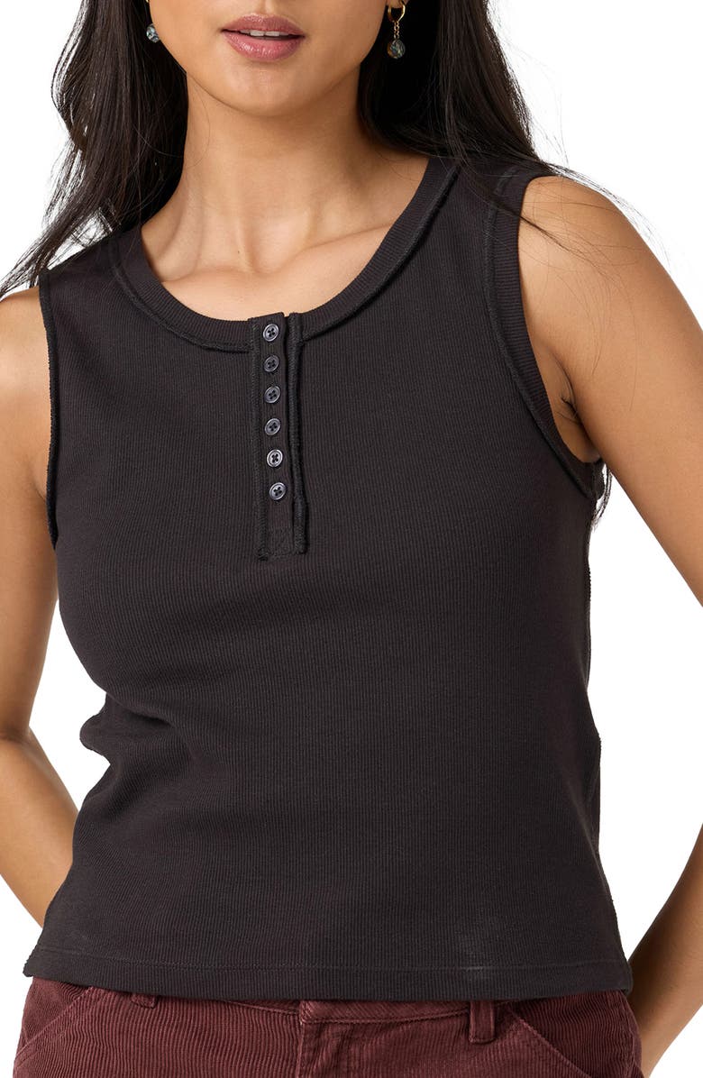 O'Neill Hattie Rib Henley Tank, Alternate, color, Black