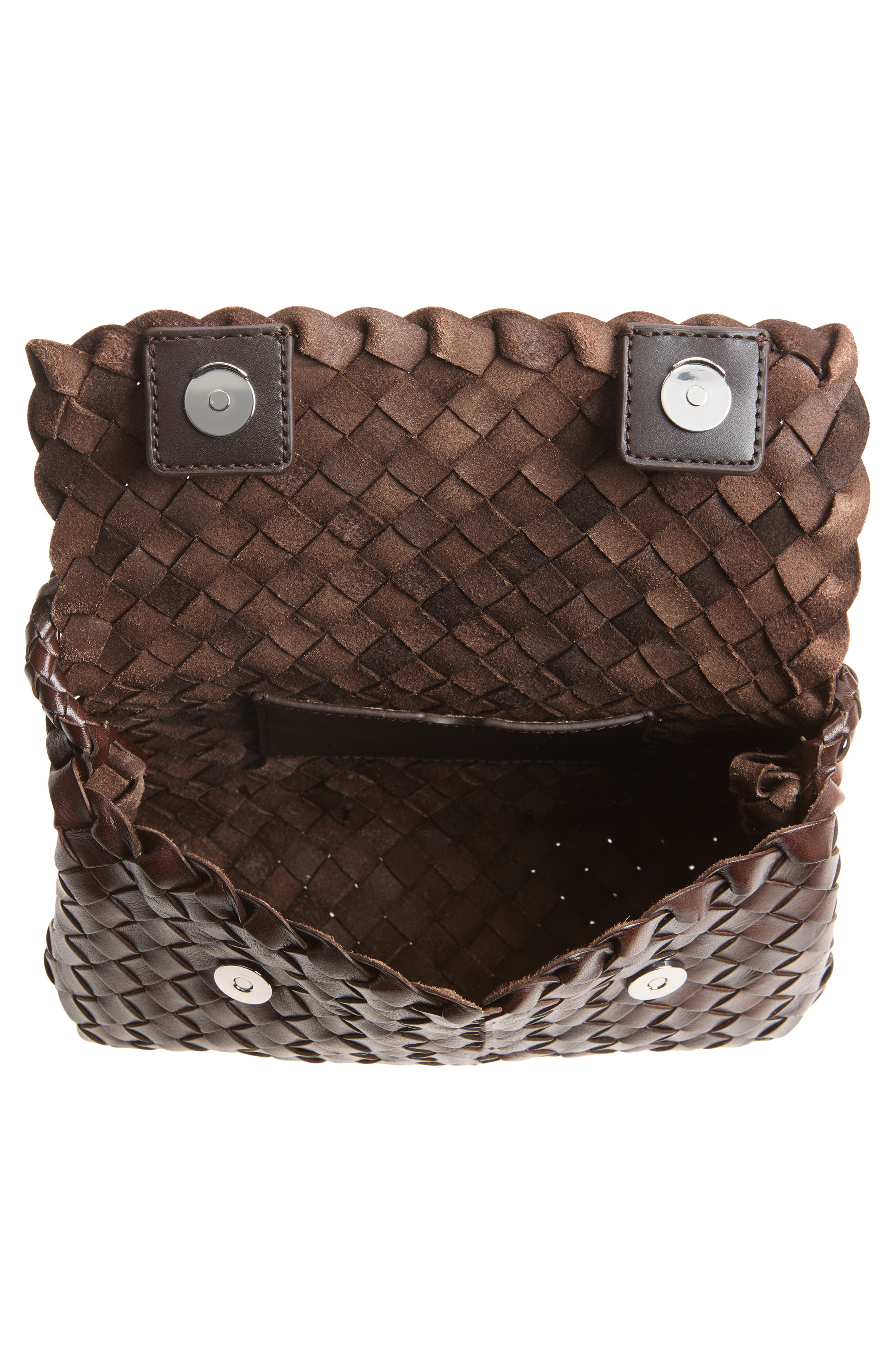 Vinnie Woven Leather Crossbody Bag, Alternate, color, CHOCOLATE