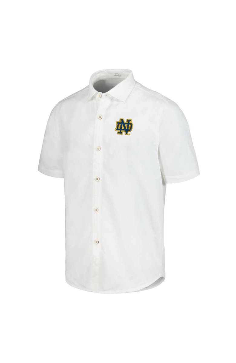 Tommy Bahama Men's Tommy Bahama White Notre Dame Fighting Irish Coconut Point Palm Vista IslandZone Camp Button-Up Shirt, Alternate, color, 