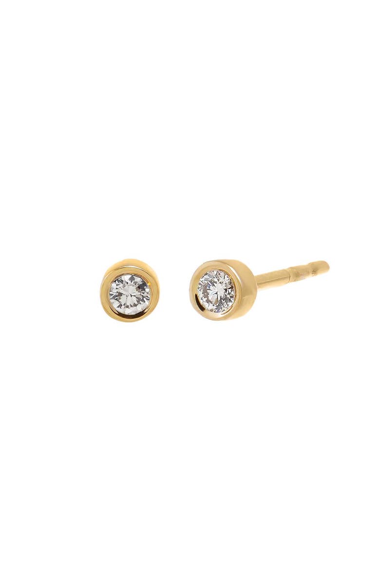 BY ADINA EDEN Mini Diamond Solitaire Bezel Stud Earring 14K, Main, color,