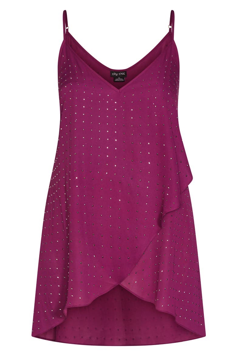Stud High/Low Camisole, Alternate, color, MULBERRY