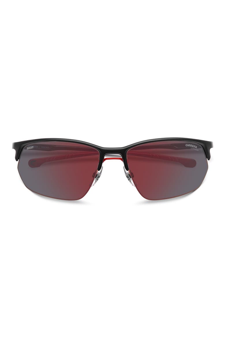 Carduc 65mm Polarized Rectangular Sunglasses, Main, color, MATTE BLACK/ RED