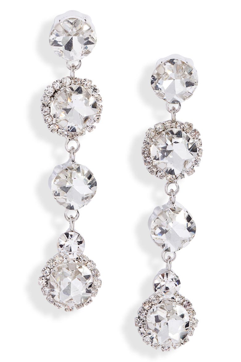 Crystal Linear Drop Earrings, Main, color, CRYSTAL/RHOD