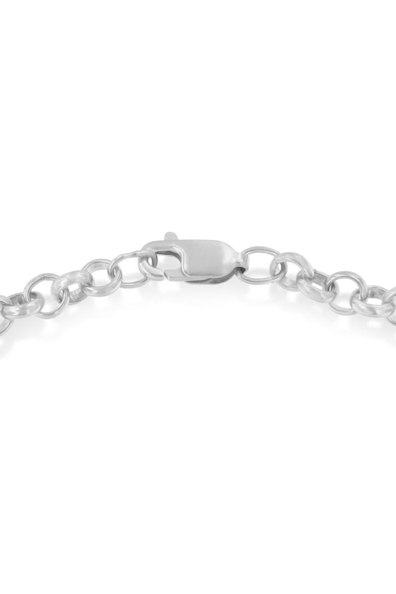 10K Yellow Gold 1/10 Cttw Diamond Ribbon & Heart Charm on Silver Rolo Bracelet, Alternate, color, Yellow