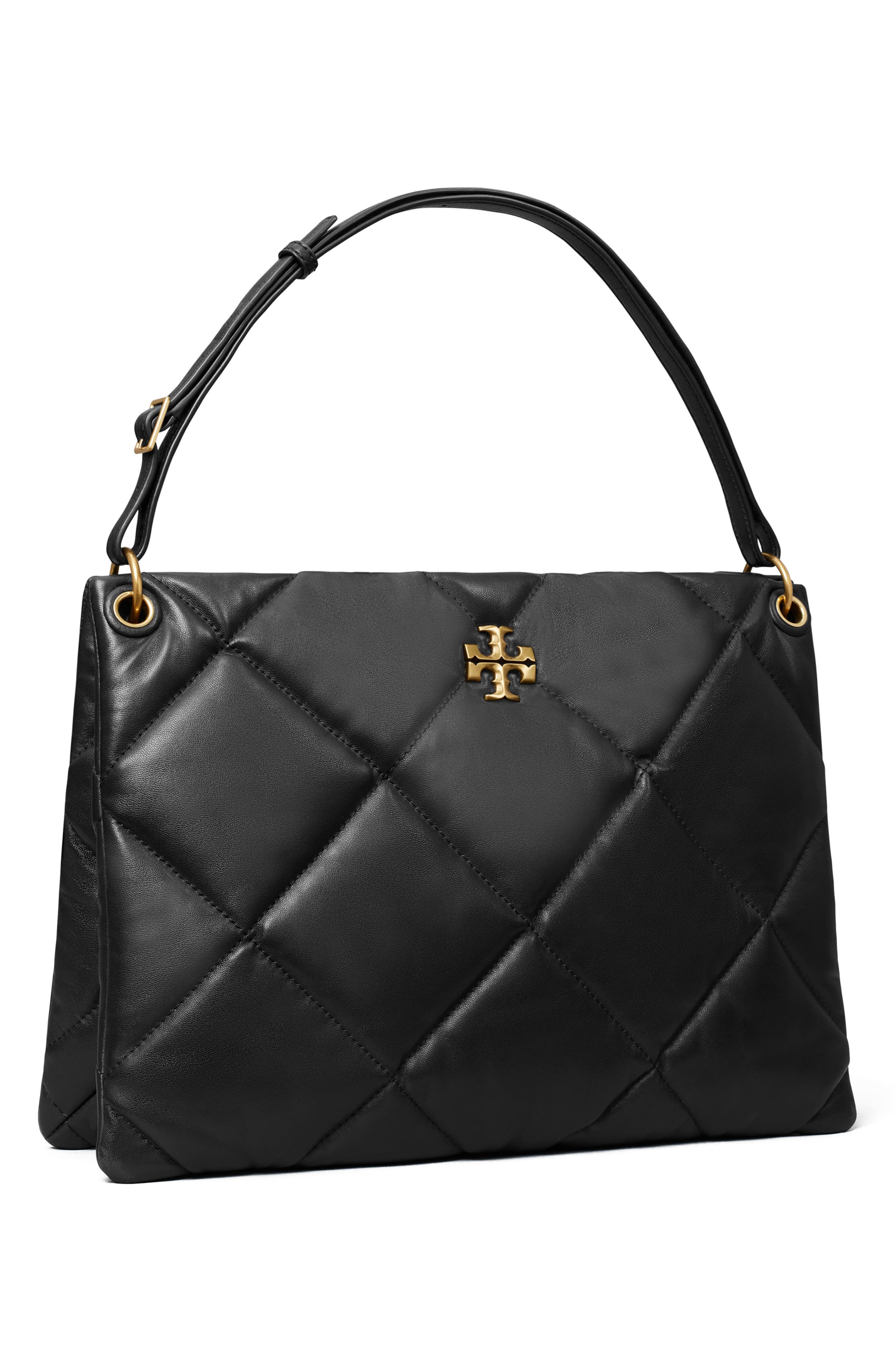 Tory Burch Kira Diamond Quilted Leather Tote, Alternate, color, Black