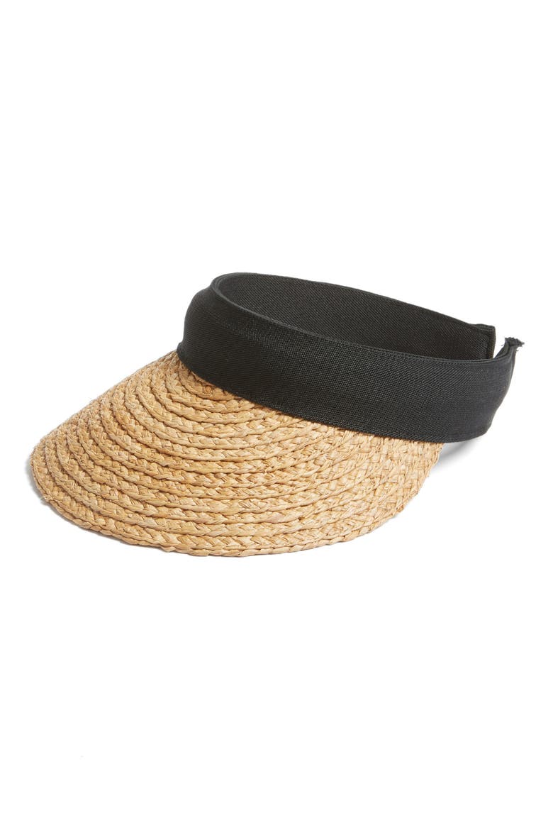 Plaited Straw Visor, Main, color, BLACK COMBO
