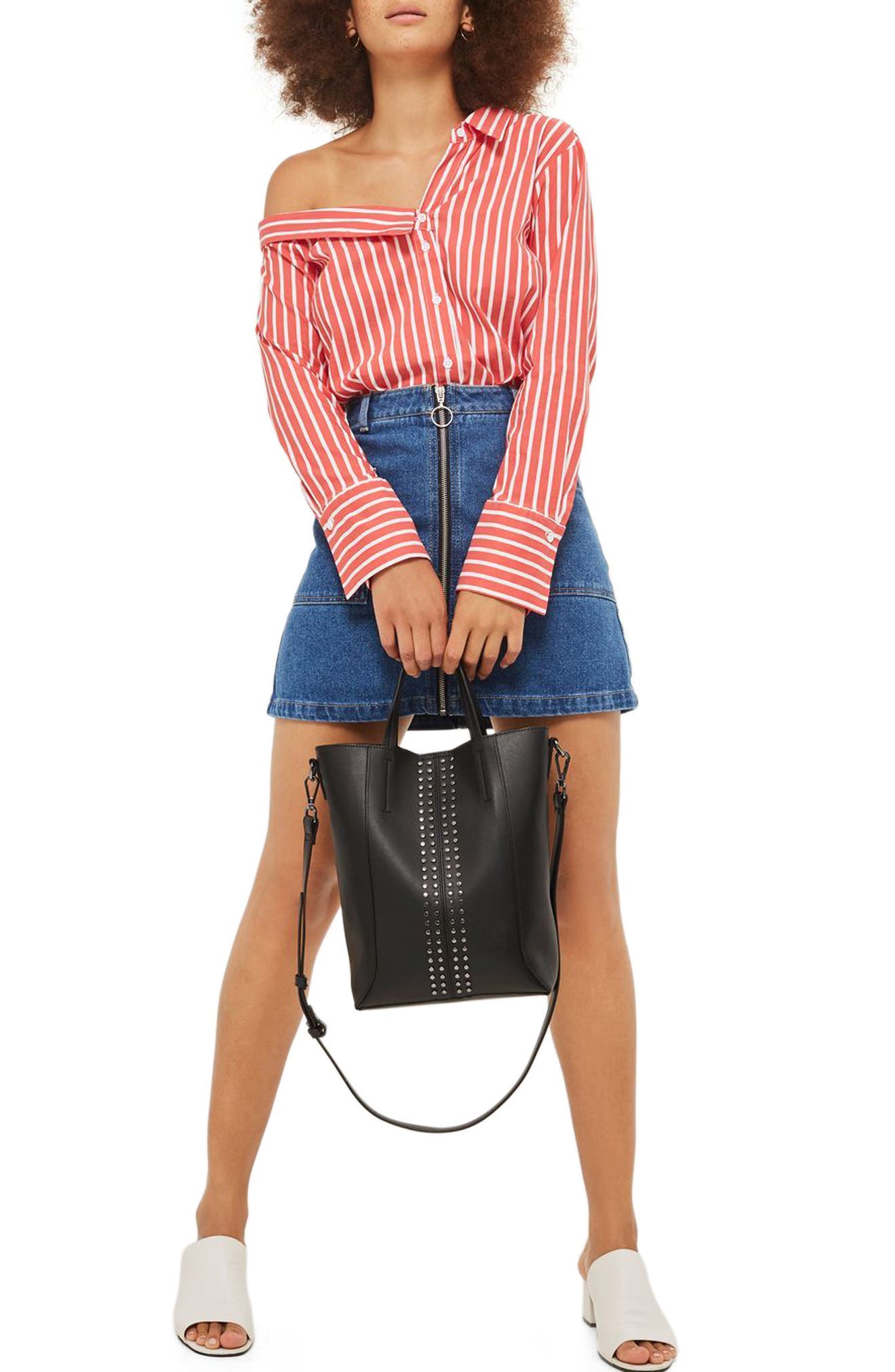 Topshop Sarah Studded Mini Tote Bag, Alternate, color, 