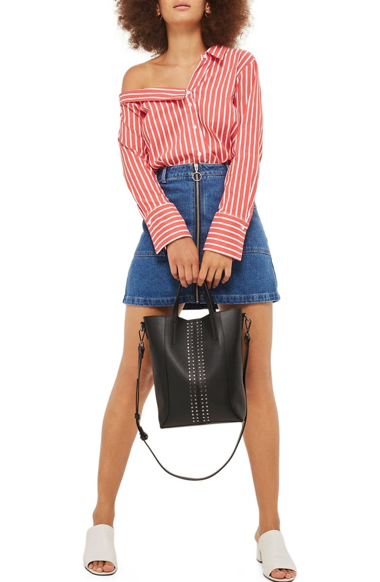 Topshop Sarah Studded Mini Tote Bag, Alternate, color,