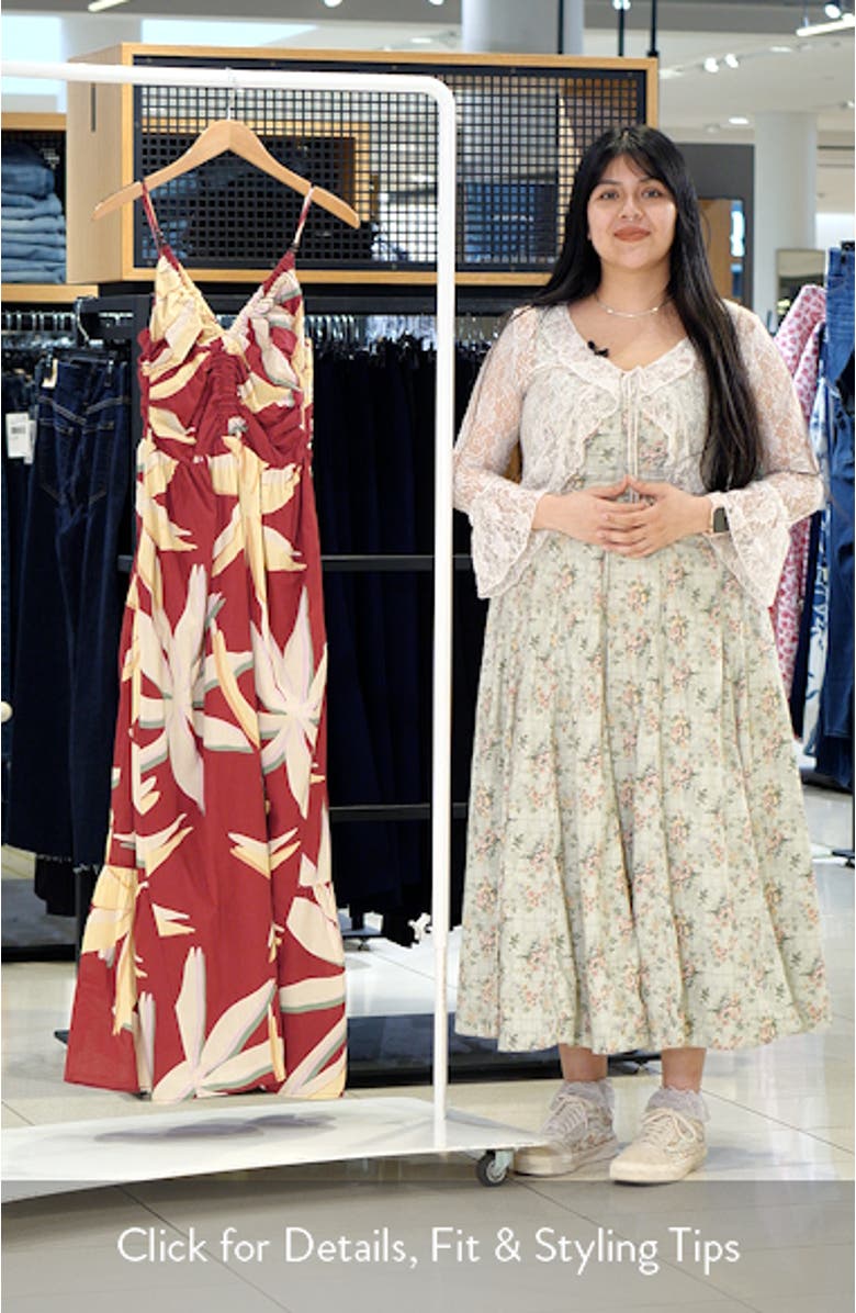 Palm Floral Print A-Line Maxi Sundress, sales video thumbnail