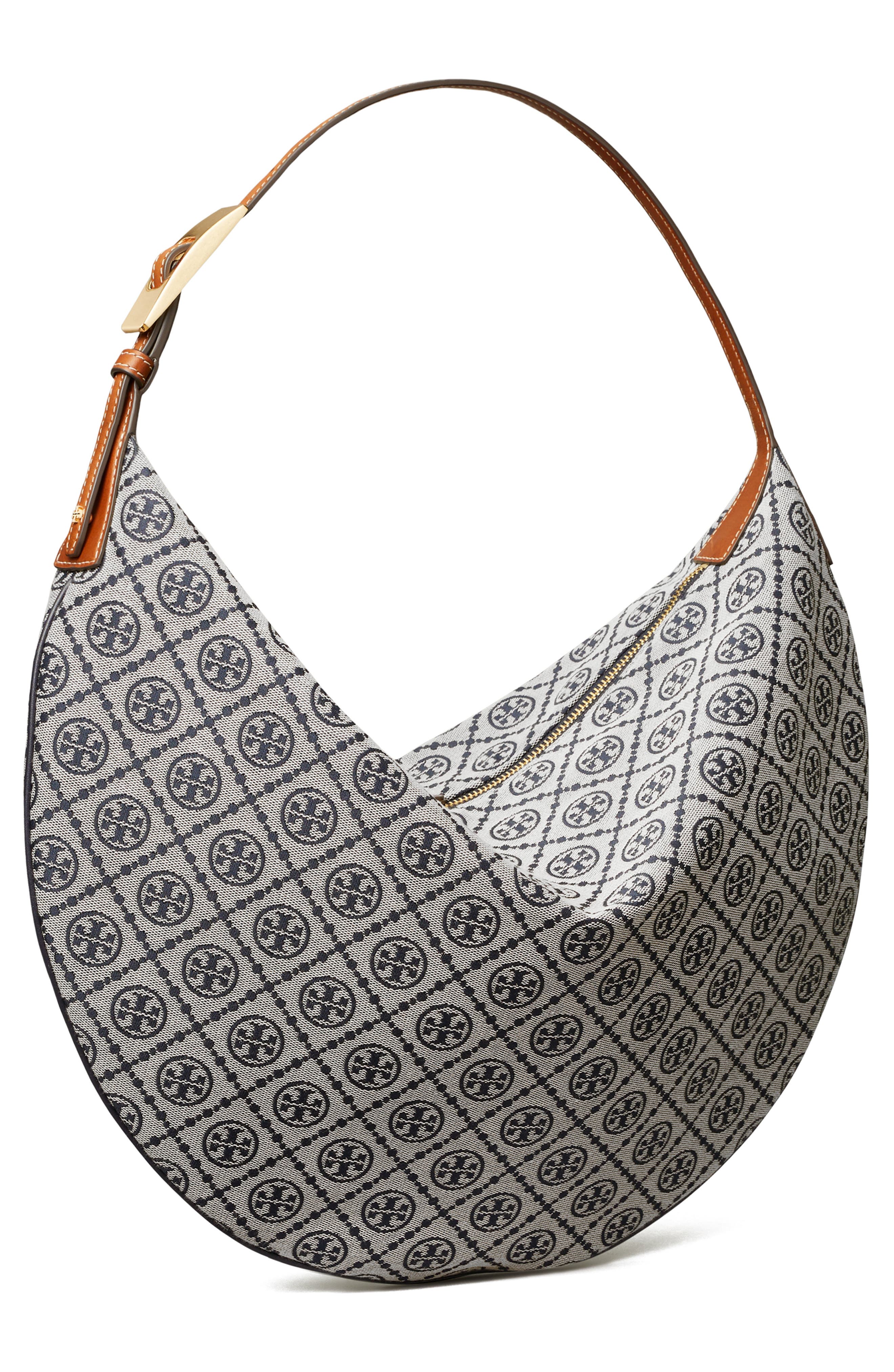 Tory Burch T Monogram Jacquard Balloon Bag, Alternate, color, Tory Navy