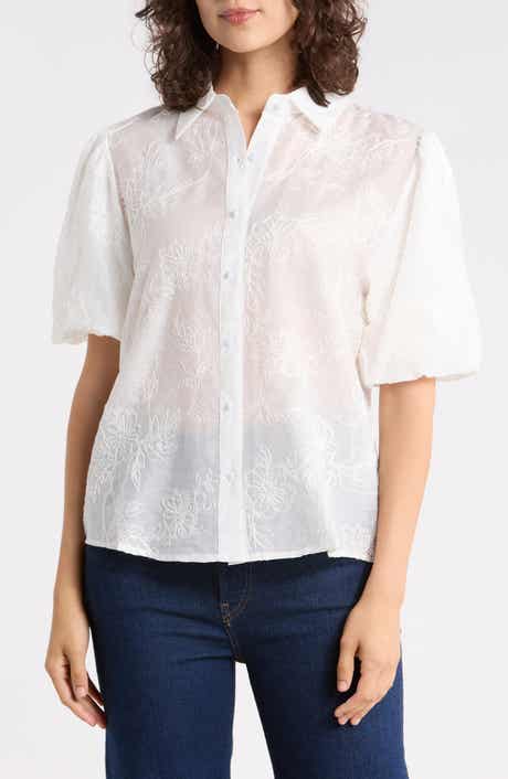 Bubble Sleeve Button Front Shirt