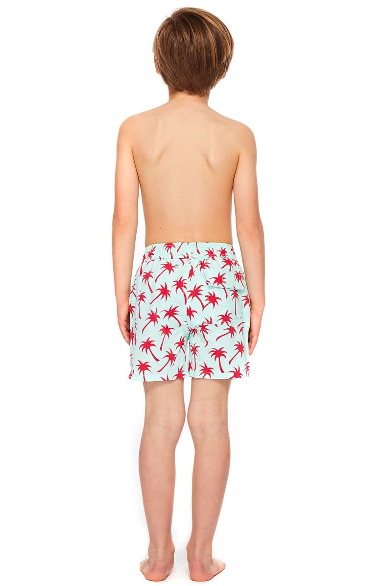 Tom & Teddy Palm Print Swim Trunks, Alternate, color,