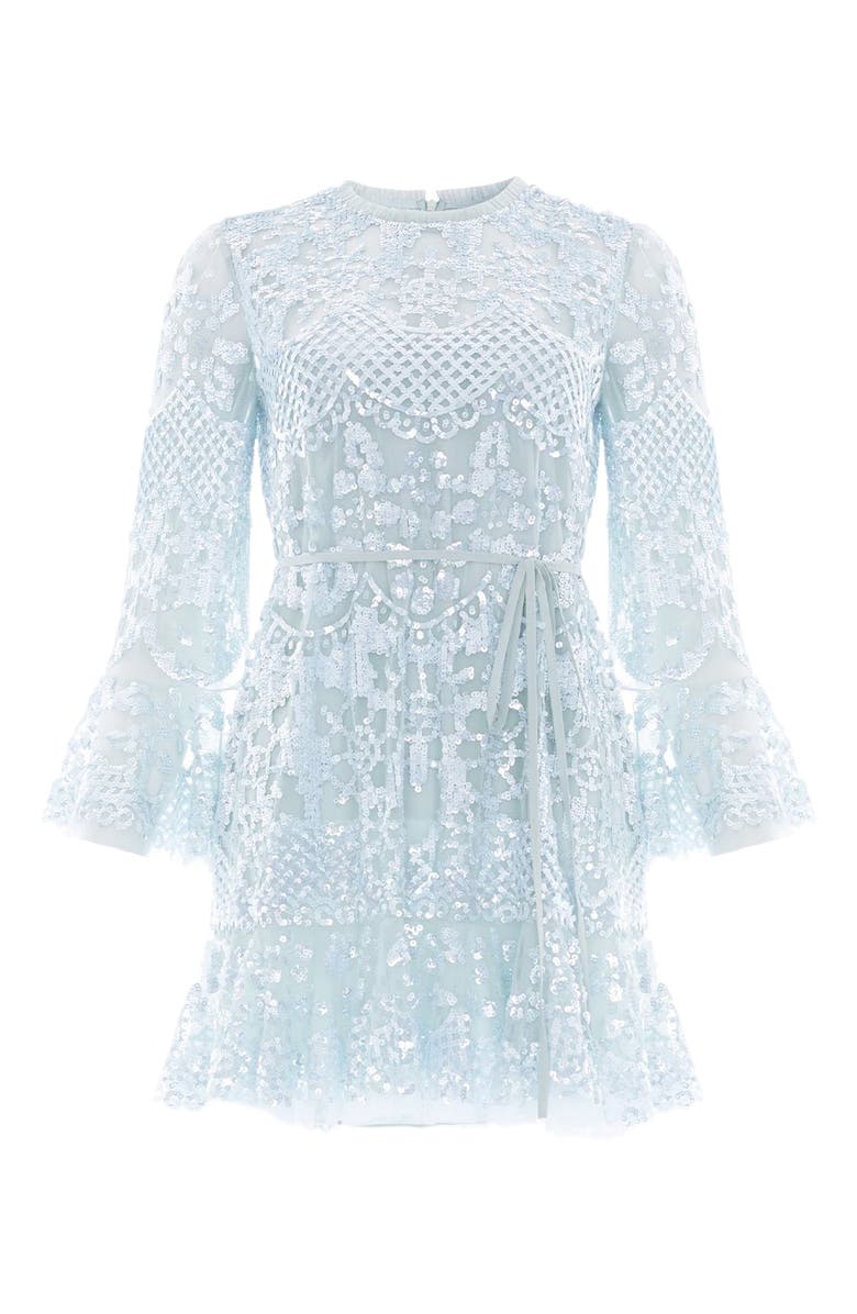 Needle & Thread Snowdrop 3/4 Sleeve Lace Mini Dress, Alternate, color, French Blue