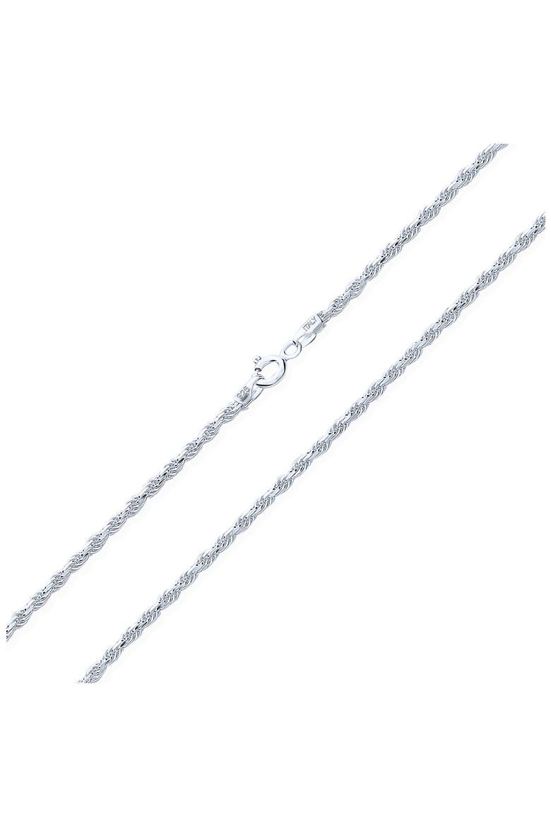 Sterling Silver 2mm 50 Gauge Rope Link Chain Necklace, Alternate, color, SILVER