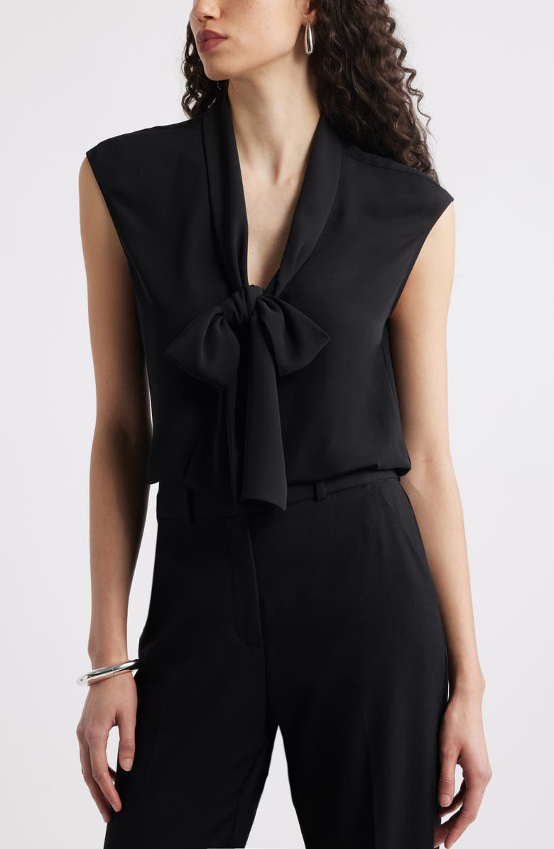 Nordstrom Tie Front Sleeveless Top, Main, color, Black