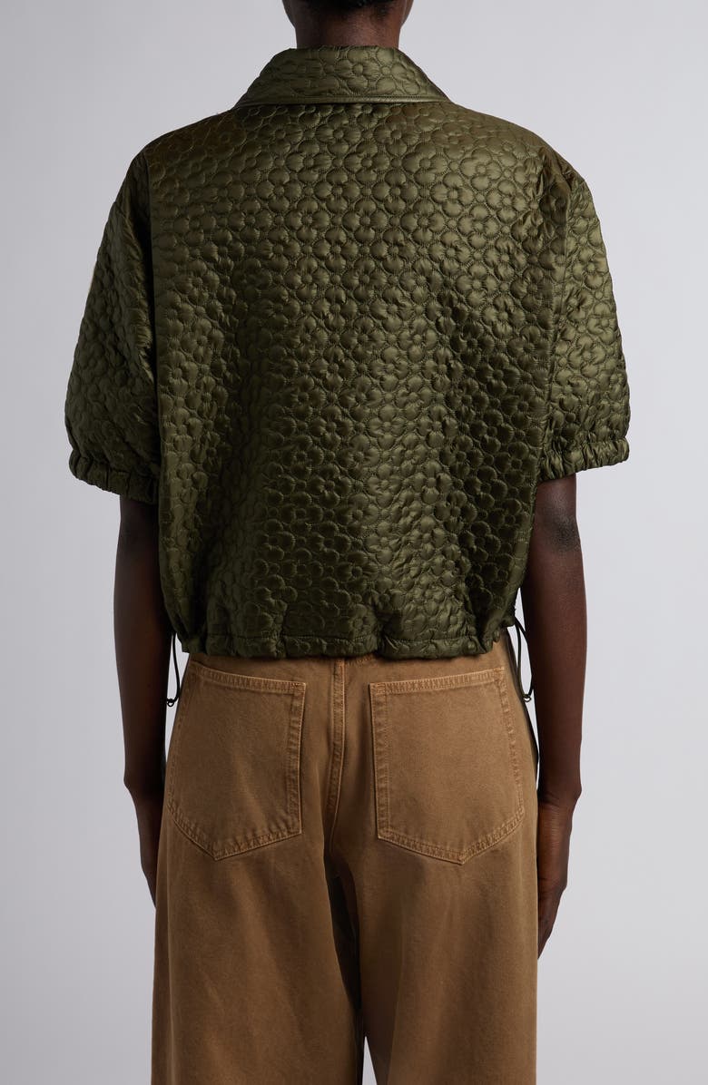 Moncler Flower Quilted Short Sleeve Jacket, Alternate, color, Deep Depths