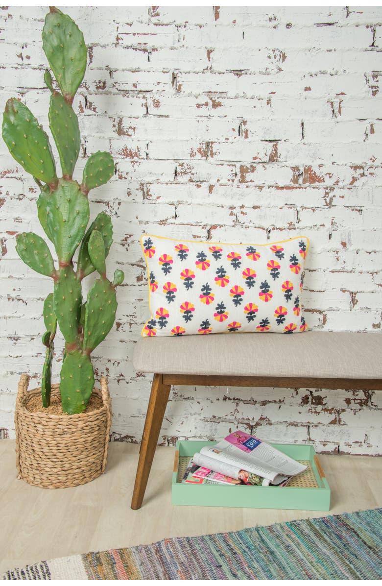 carol
frank Addy Boho Floral White Multicolor Cotton Decor Accent Throw Pillow, Alternate, color, Blue