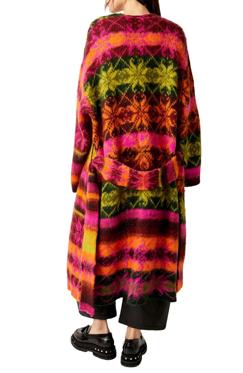 Free People Snowflake Tie Waist Long Cardigan, Alternate, color, 