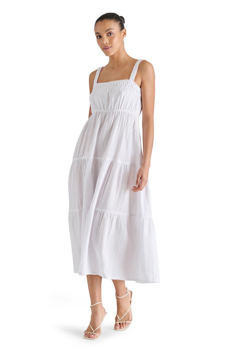 Steve Madden Alissa Tiered Cotton Gauze Midi Sundress, Alternate, color,