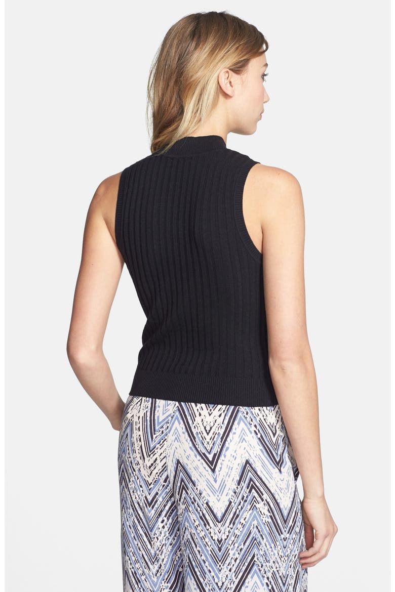 Mock Neck Rib Knit Tank, Alternate, color, BLACK