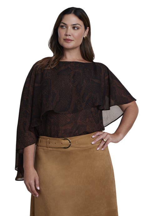 Asymmetrical Chiffon Cape Top (plus)