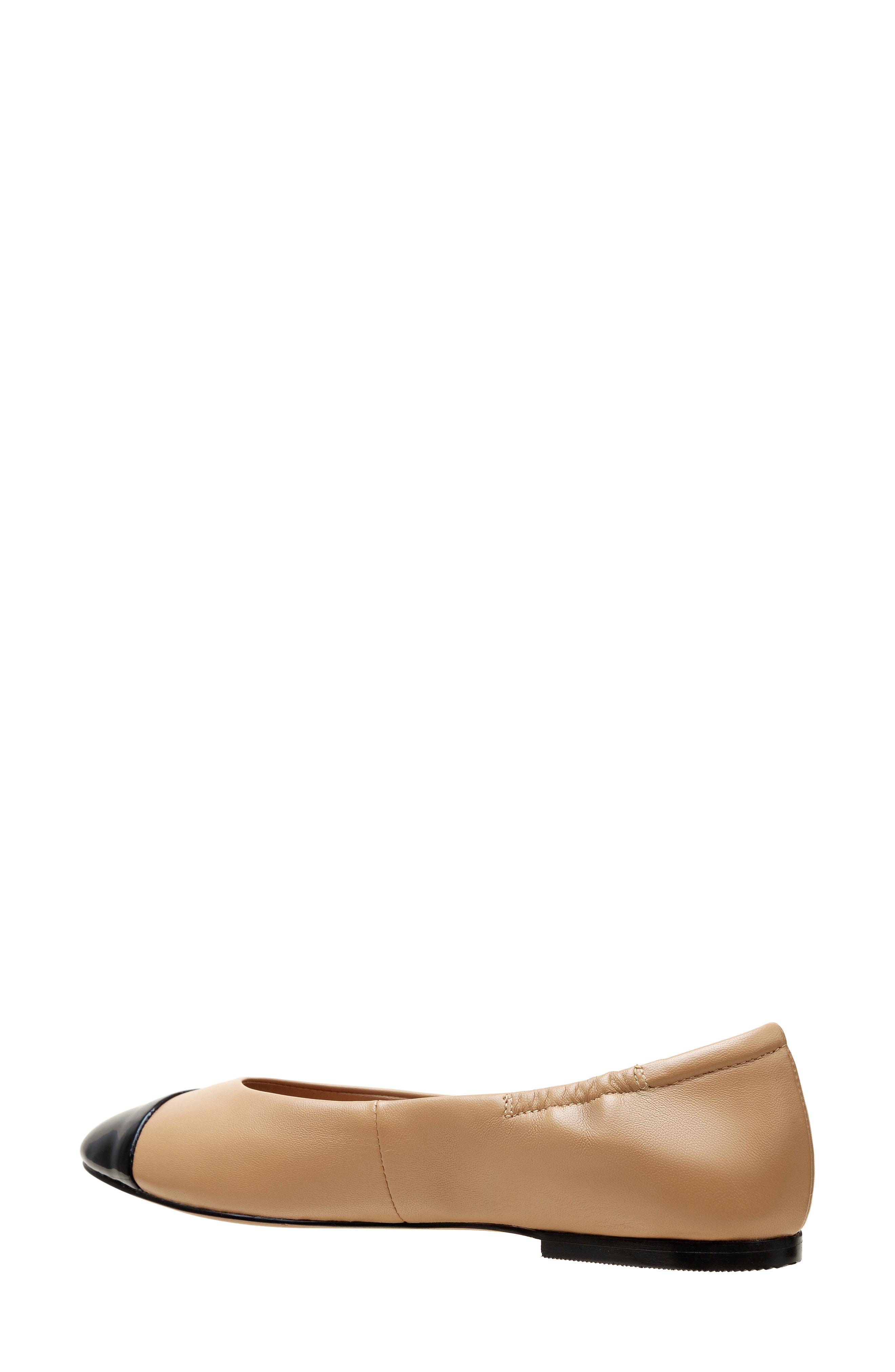 Nolan Cap Toe Ballet Flat, Alternate, color, DESERT/ BLACK