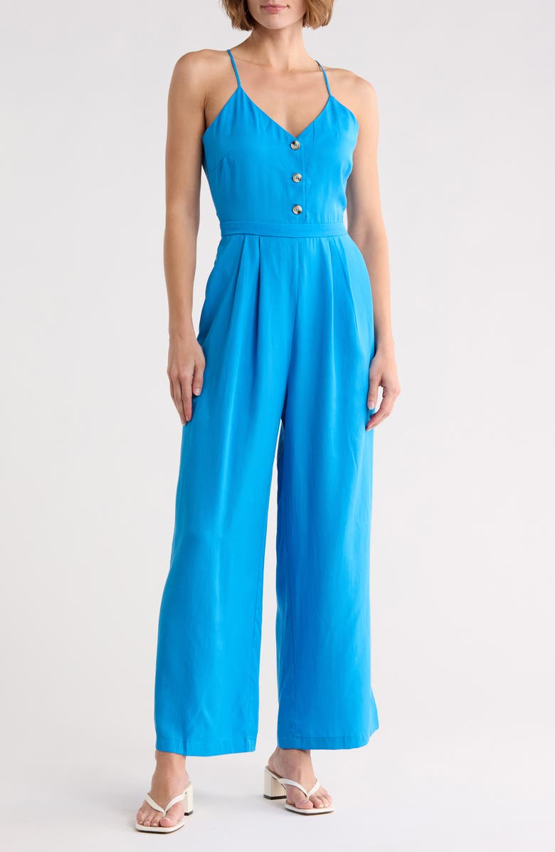 FRNCH Palma Wide Leg Jumpsuit, Main, color, Bleu Electrique