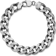 Yield of Men Men's Etched Oxidized Sterling Silver Curb Chain Bracelet