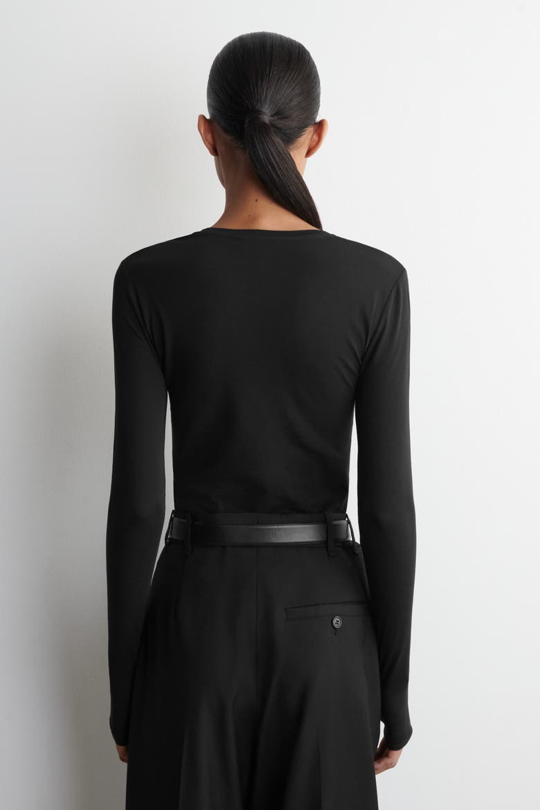 Cotton Long-Sleeved Top, Alternate, color, BLACK