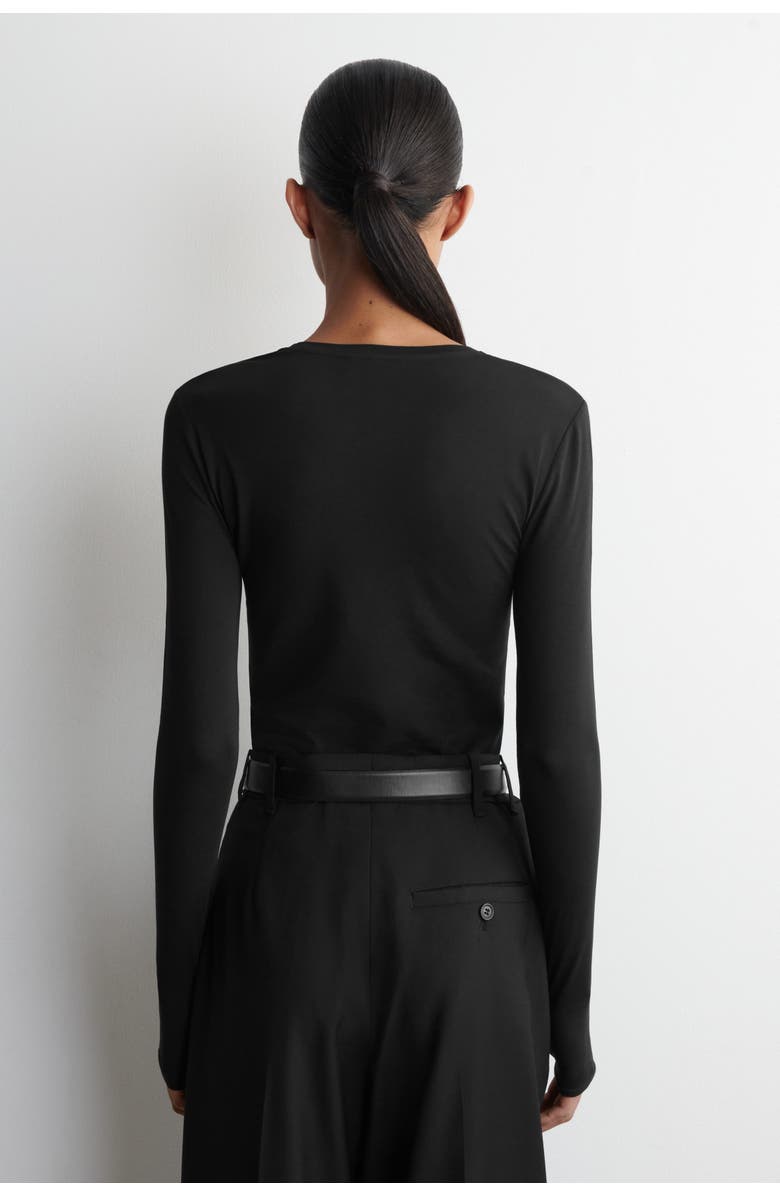COS Cotton Long-Sleeved Top, Alternate, color, Black