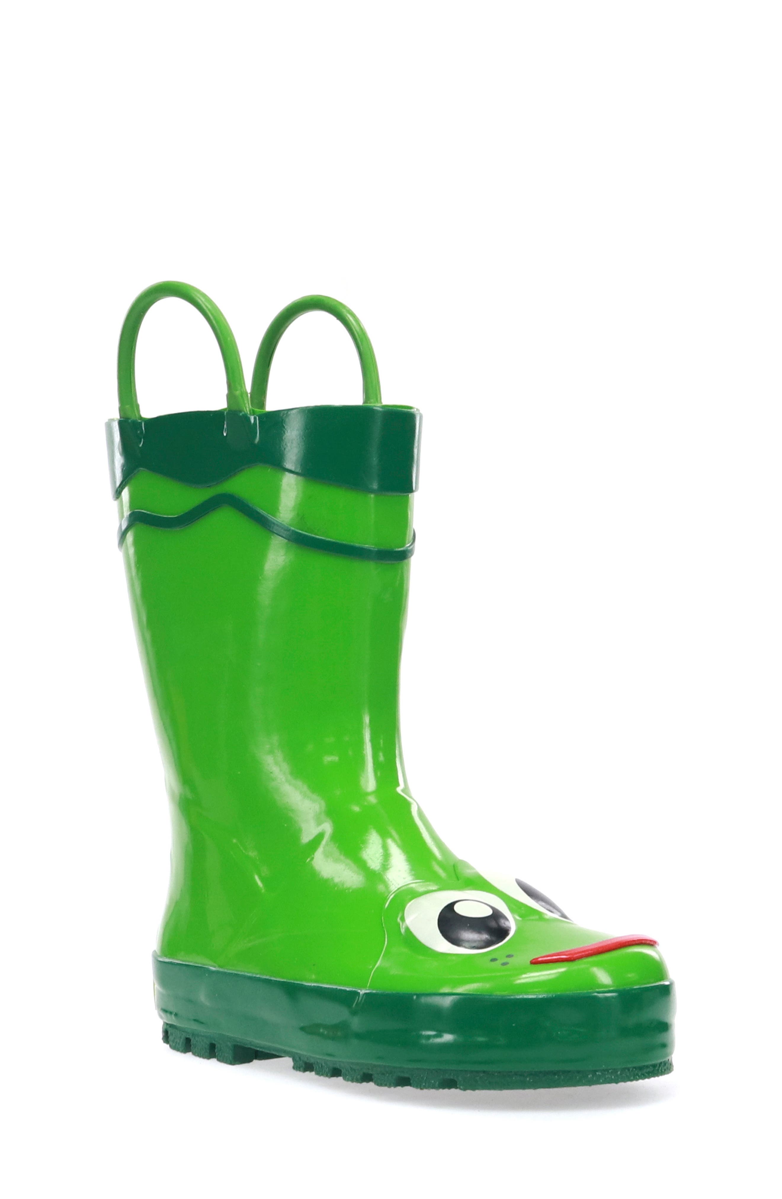 Western Chief Frog Rain Boot, Main, color, Green