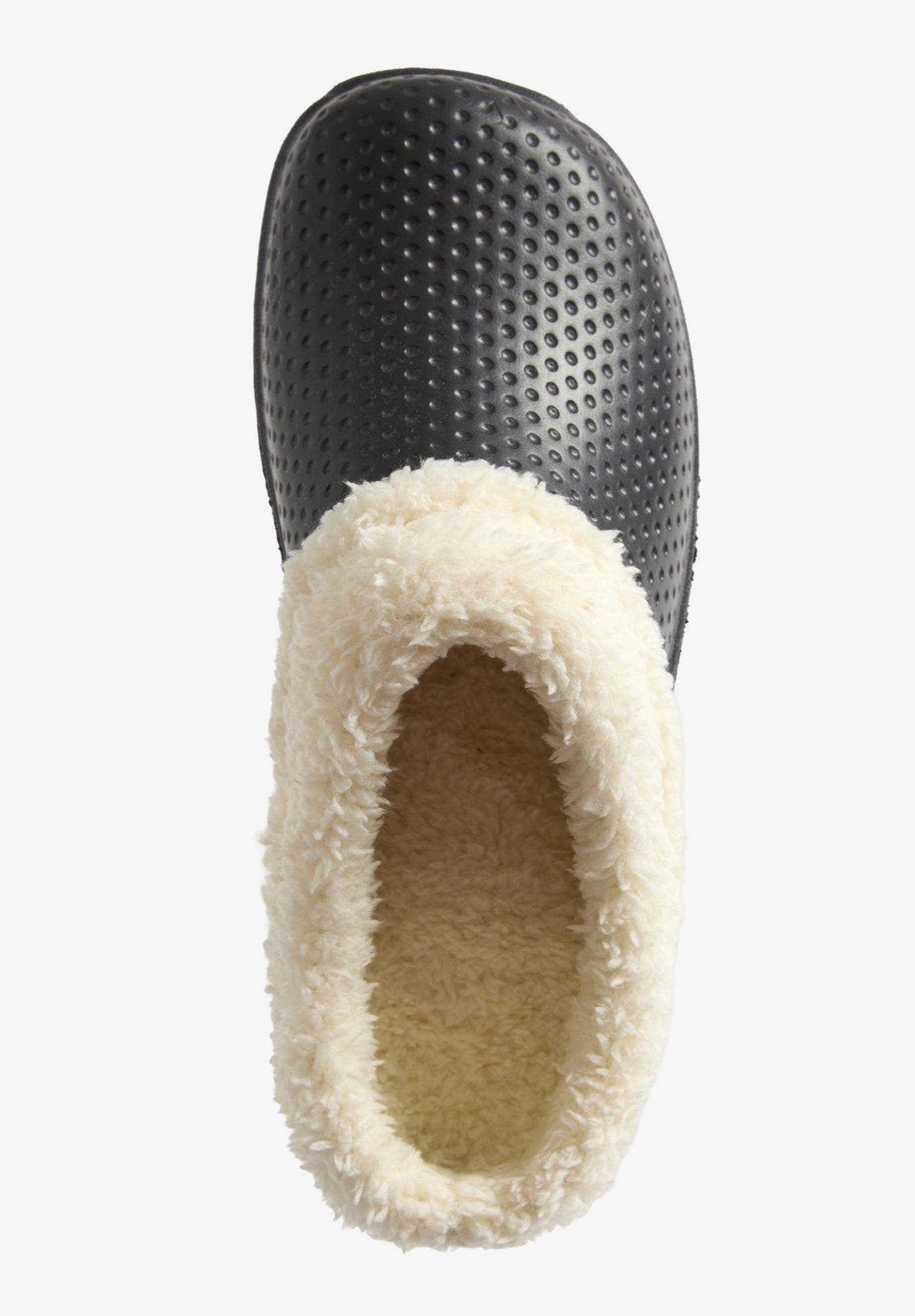 The Fur Lined Slip On Rubber Clog Mule, Alternate, color, BLACK
