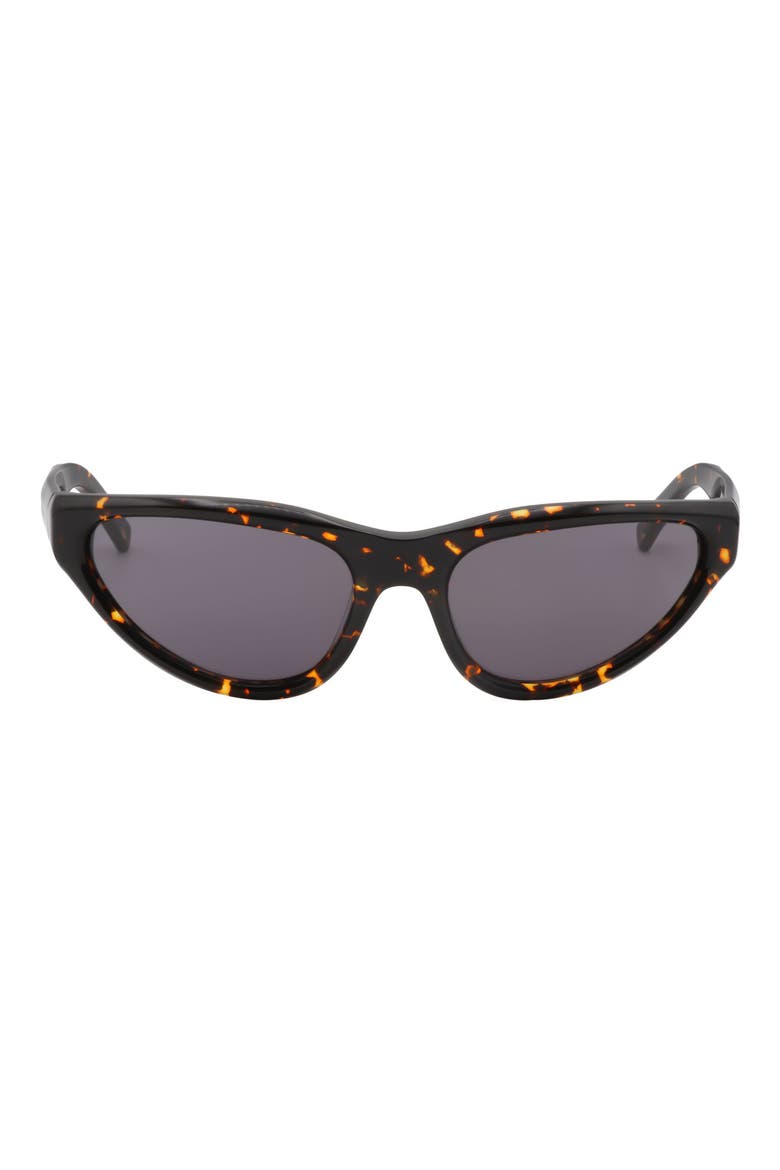 60mm Wrap Oval Sunglasses, Main, color, TORT / GREY