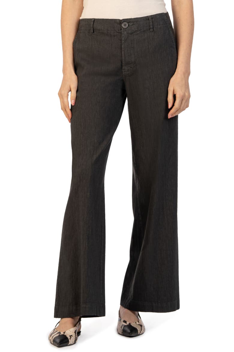 Meg High Waist Wide Leg Linen Blend Pants, Main, color, CHARCOAL
