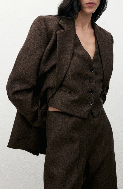 Mango Speckled Wool Blend Waistcoat In Brown