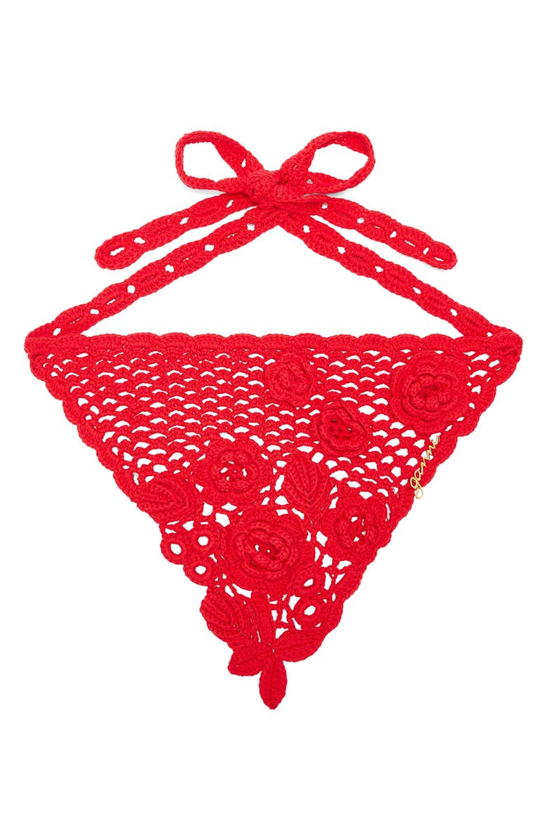 Ganni Crochet Head Scarf, Alternate, color, Goji Berry