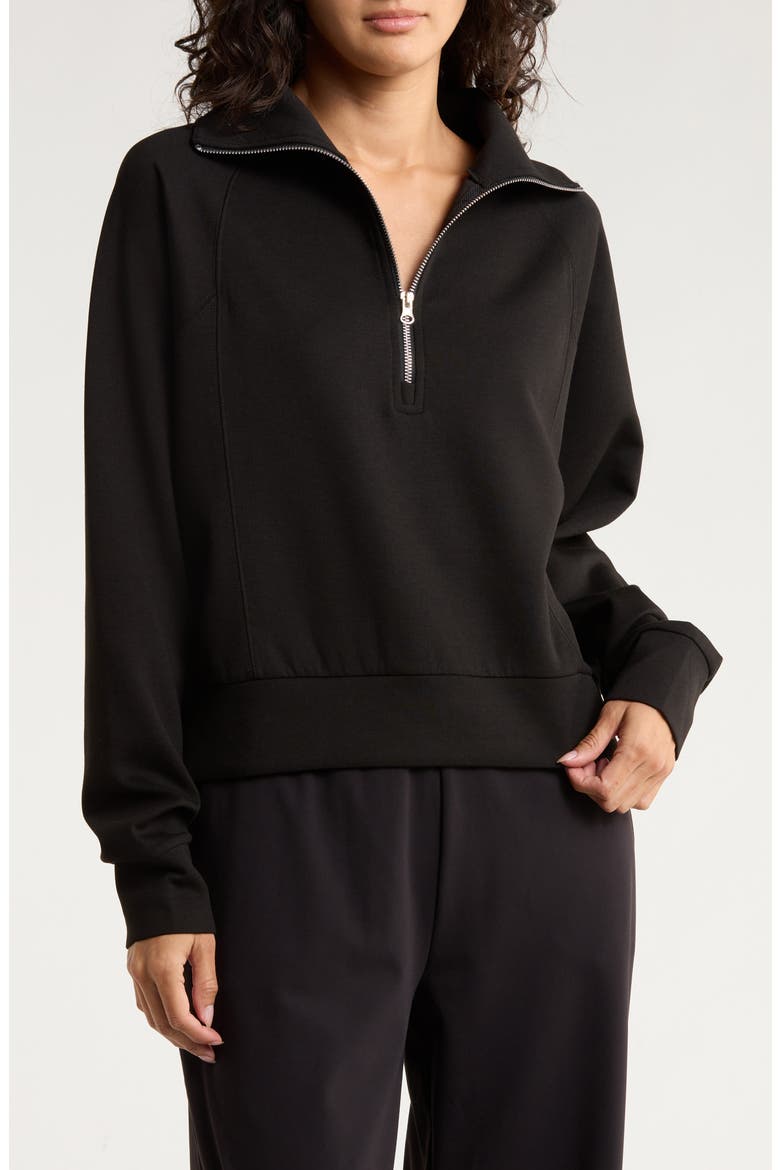 Scuba Knit Half Zip Sweatshirt, Main, color, BLACK
