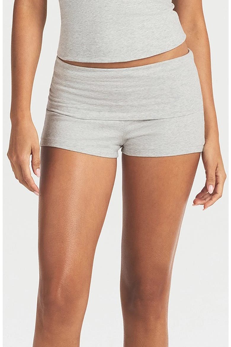 Stretch Cotton Jersey Foldover Shorts, Main, color, LIGHT HEATHER GREY