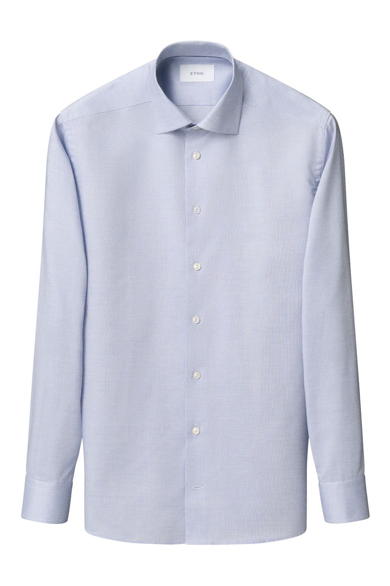 Contemporary Fit Solid Blue Cotton Dobby Dress Shirt, Alternate, color, MEDIUM BLUE