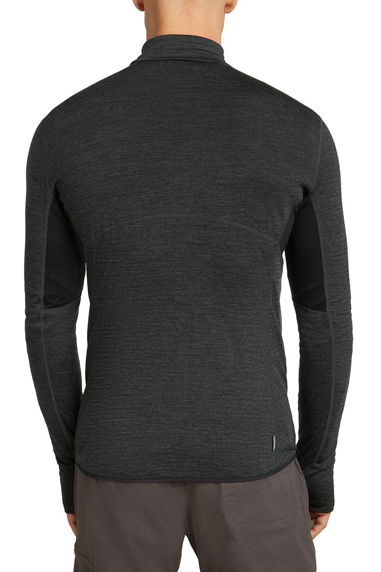 Tencel & Merino 200 Realfleece Descender Quarter Zip Pullover, Alternate, color, JET HTHR/ BLACK/ CB