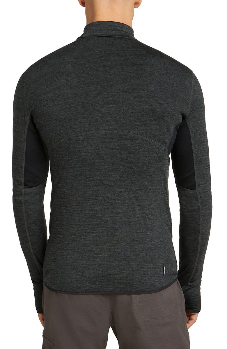 Icebreaker Lyocell & Merino 200 Realfleece Descender Quarter Zip Pullover, Alternate, color, Jet Hthr/ Black/ Cb