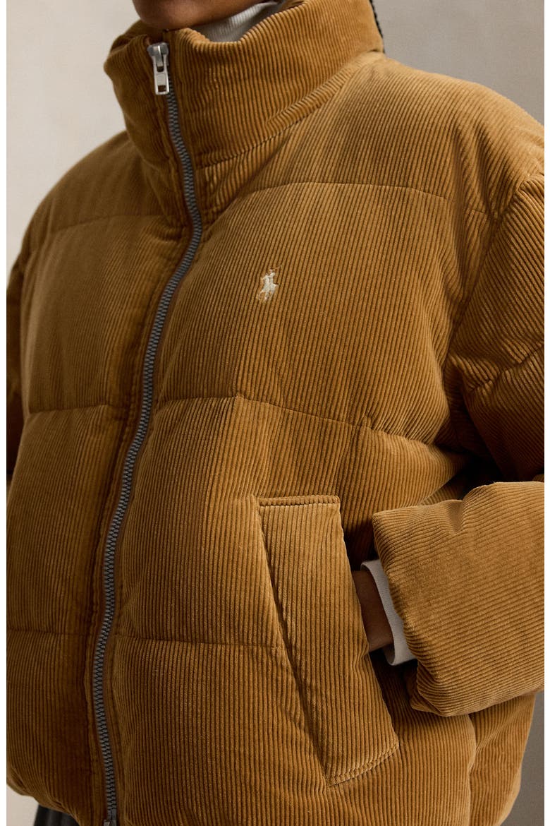 Down Corduroy Puffer Jacket, Alternate, color, TAN